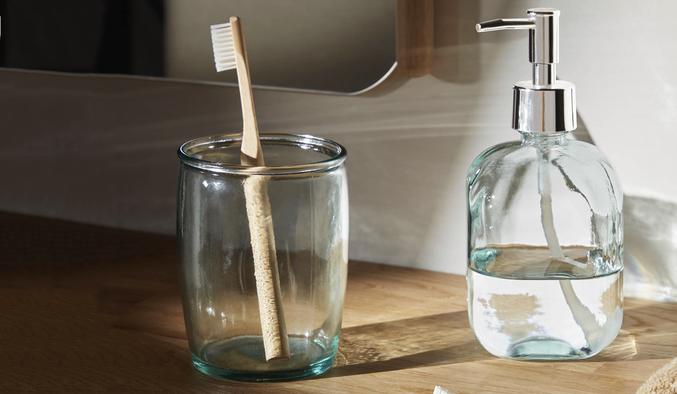Trella glazen badkamer beker transparant 100% gerecycled