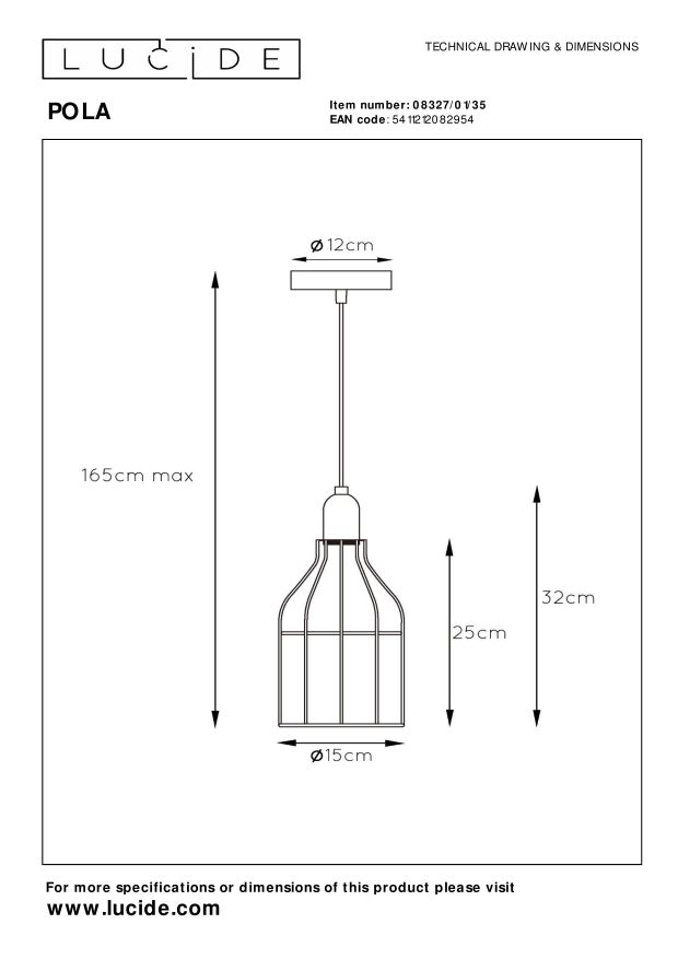 Lucide POLA - Hanglamp Kinderkamer - Ø 15 cm - 1xE27 - Blauw