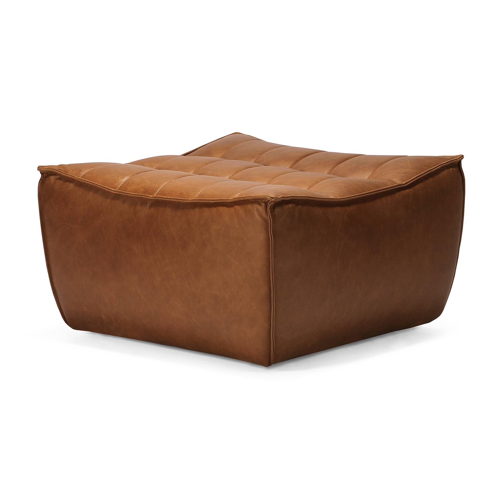 Ethnicraft - N701 Old Saddle leren hocker (70 x 70 x 43 cm)