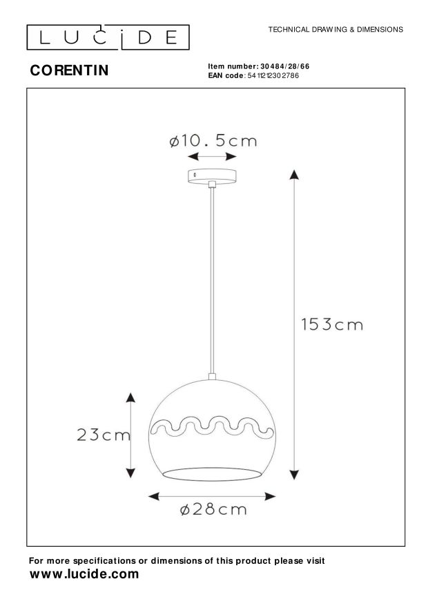 Lucide CORENTIN - Hanglamp Kinderkamer - Ø 28 cm - 1xE27 - Roze