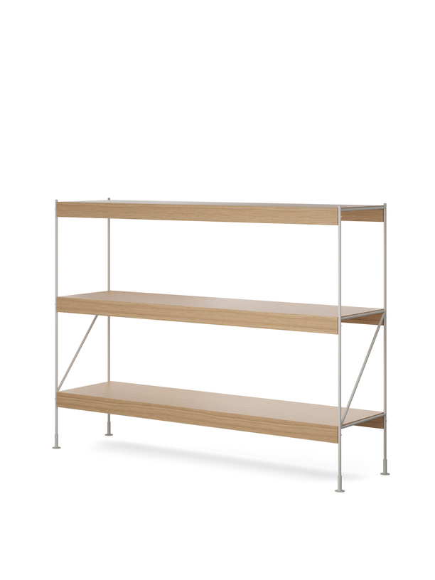 Menu - Zet opbergsysteem, H114, L150, staal ivoren frame, naturel eiken plank