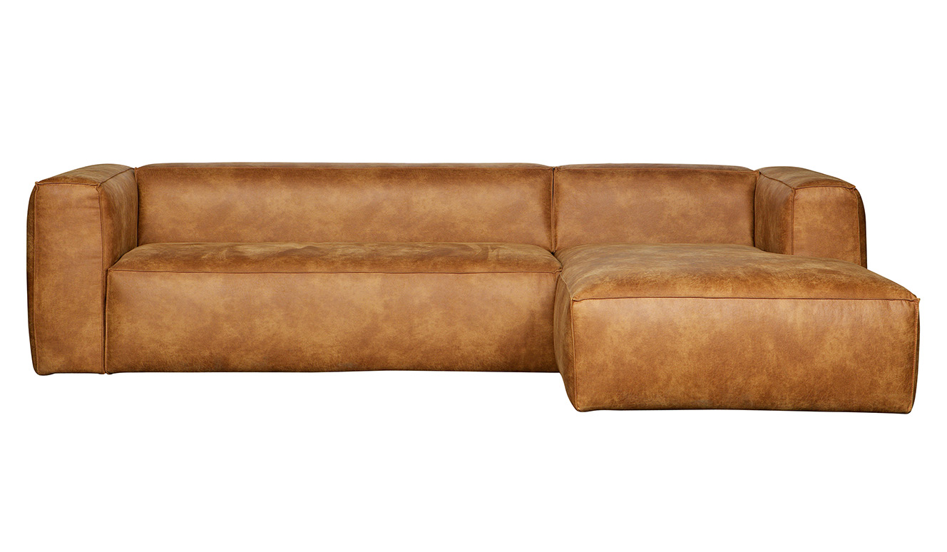 Bean corner sofa right cognac