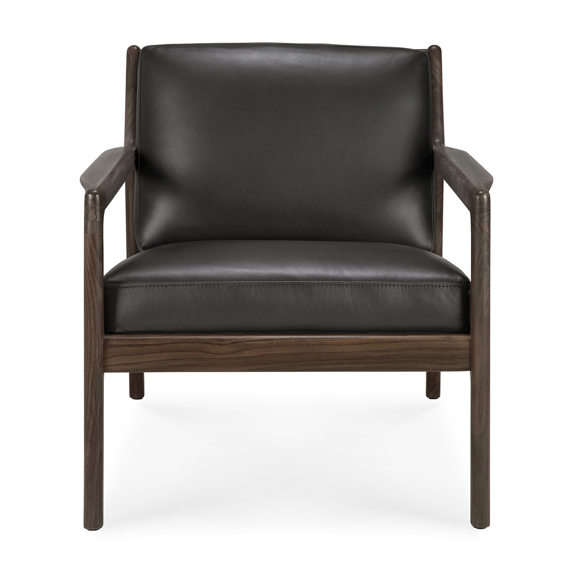 Ethnicraft - Jack Black leather gelakt rosewood fauteuil (69 x 87 x 73 cm)