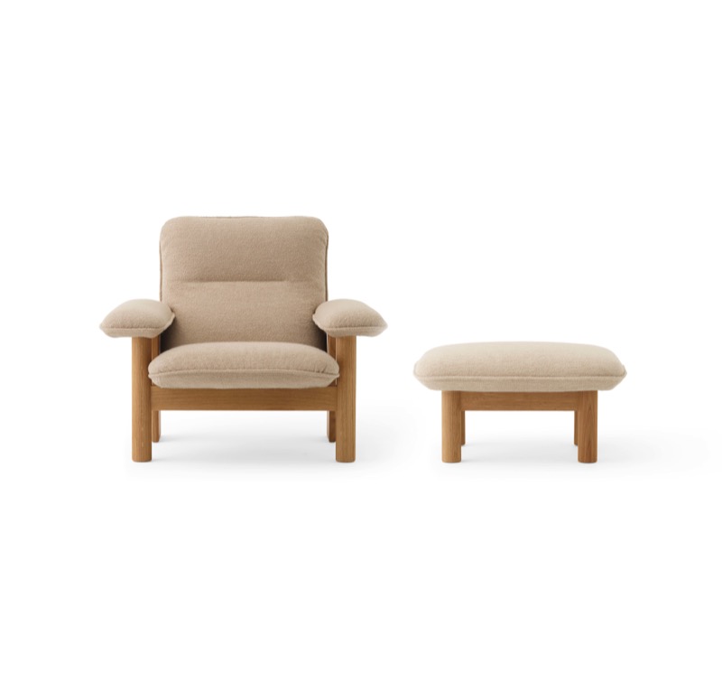 Menu - Brasilia loungestoel, massief naturel eiken frame, 02 (Beige)