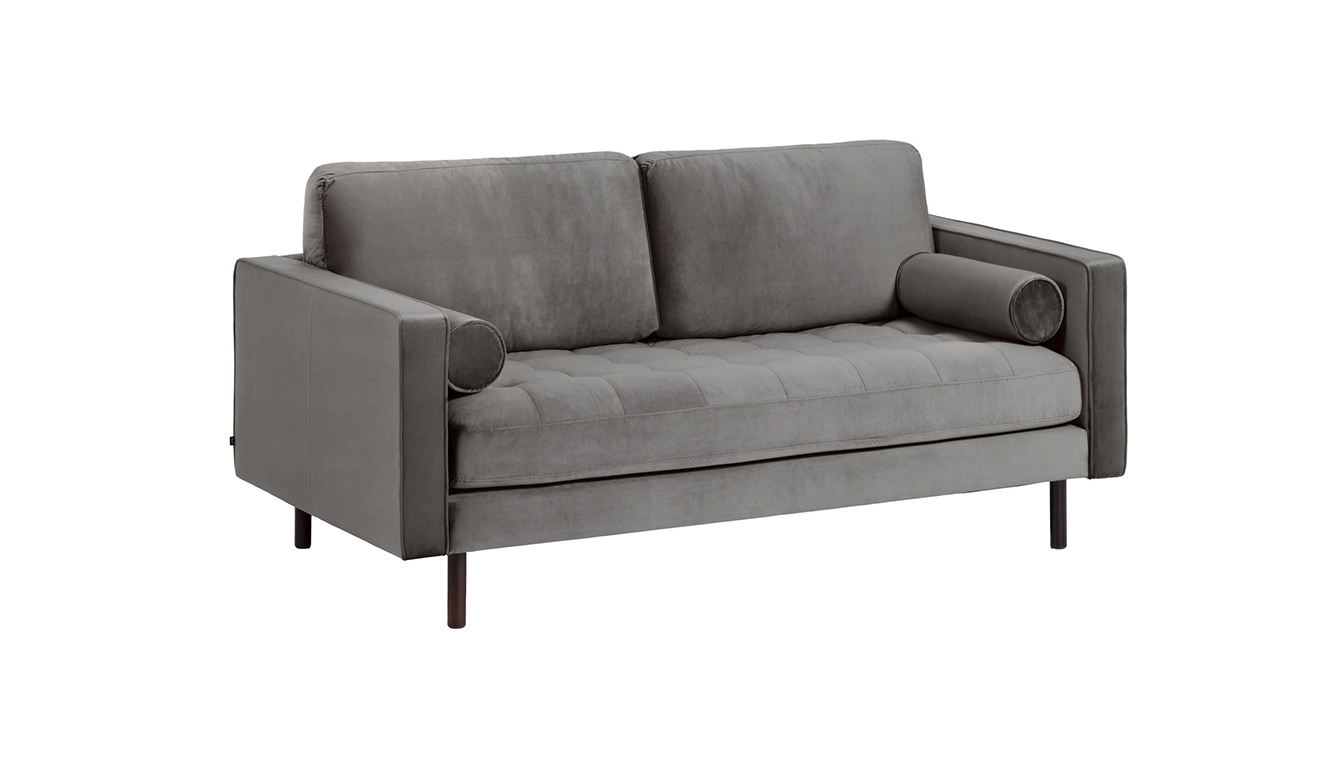 Debra fluwelen tweezitsbank grijs 182 cm