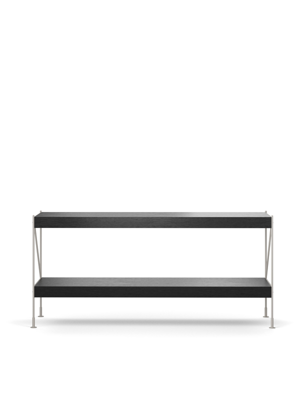 Menu - Zet opbergsysteem, H70, L150, staal ivoren frame, zwart eiken plank