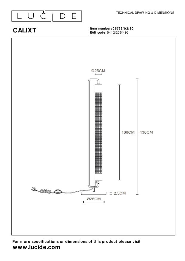Lucide CALIXT - Vloerlamp - 2xE27 - Zwart