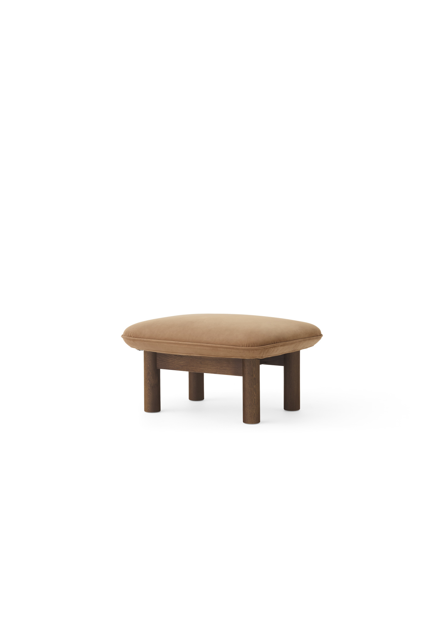 Menu - Brasilia pouf, massief donker gebeitst eiken frame, 21004 (Beige)