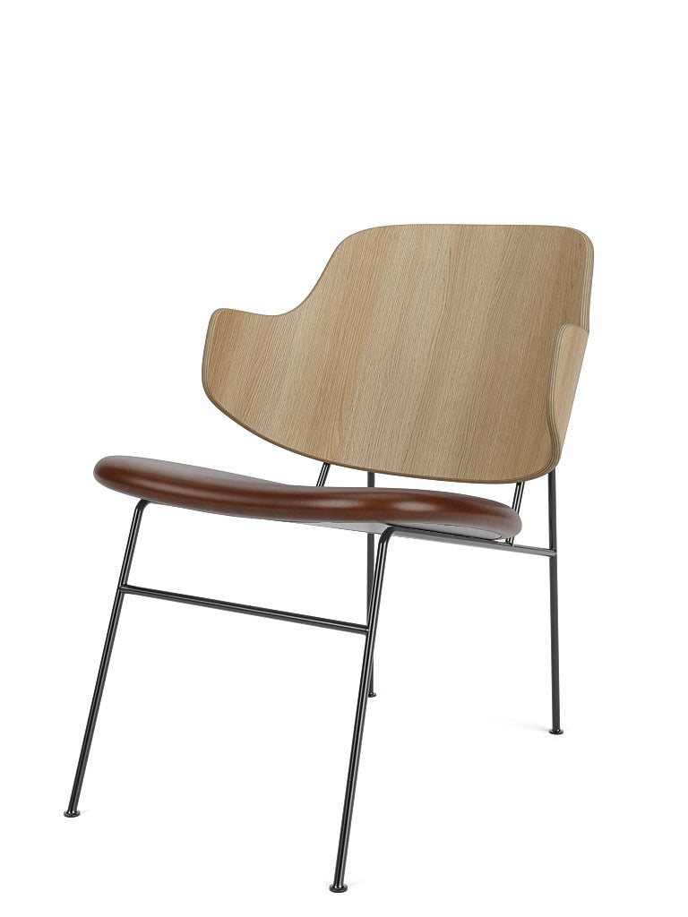 Menu - The Penguin fauteuil, zwart stalen frame, naturel eiken rugleuning, 0329 (Brown)