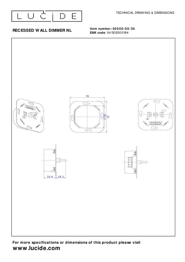 Lucide LED dimmer  Fase aansnijding RL 5-150W /Fase afsnijding RC 5-300W Zwart 