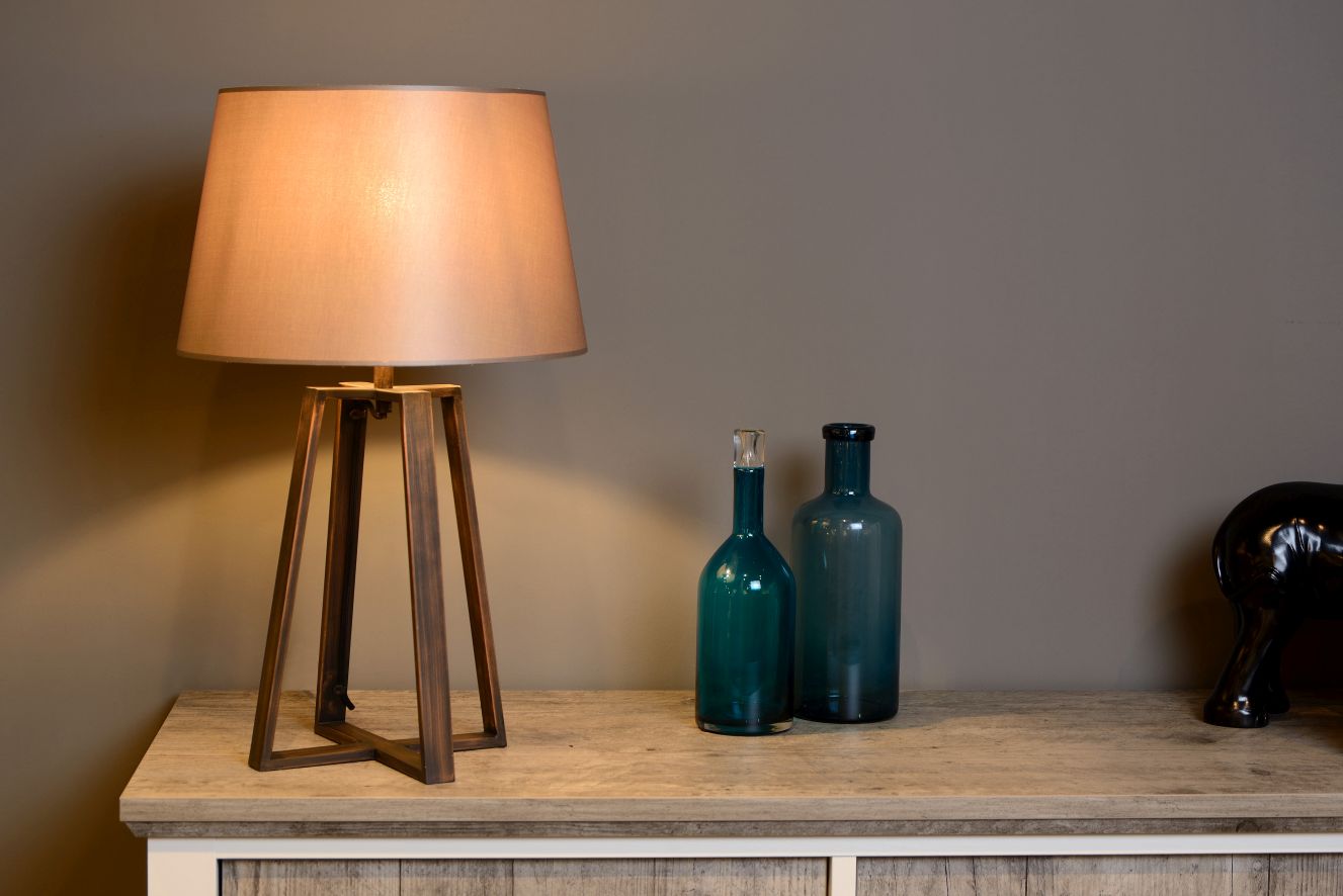 Lucide COFFEE - Tafellamp - Ø 38 cm - 1xE27 - Roest bruin