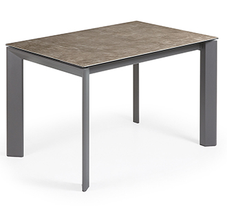 Axis uitschuifbare tafel 120 (180) cm porselein afwerking Vulcano Ash antraciet benen