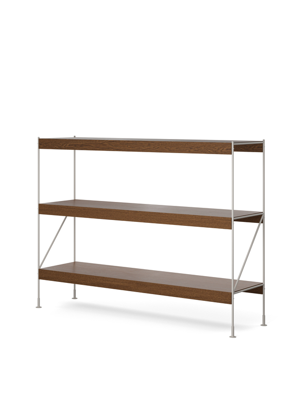 Menu - Zet opbergsysteem, H114, L150, staal ivoren frame, donker gebeitst eiken plank