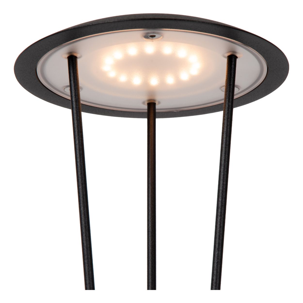 Lucide RENEE - Oplaadbare Tafellamp Buiten - Accu/Batterij - Ø 12,3 cm - LED Dimb. - 1x2,2W 3000K - IP54 - Met draadloos oplaadstation - Zwart