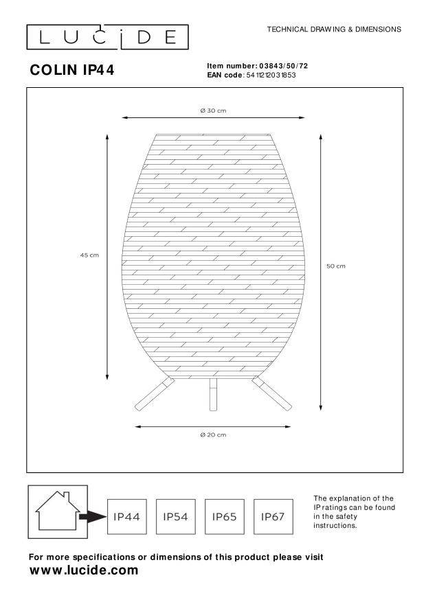 Lucide COLIN IP44 - Oplaadbare Tafellamp Buiten - Accu/Batterij - LED Dimb. - 1x3W 3000K - IP44 - 3 StepDim - Naturel