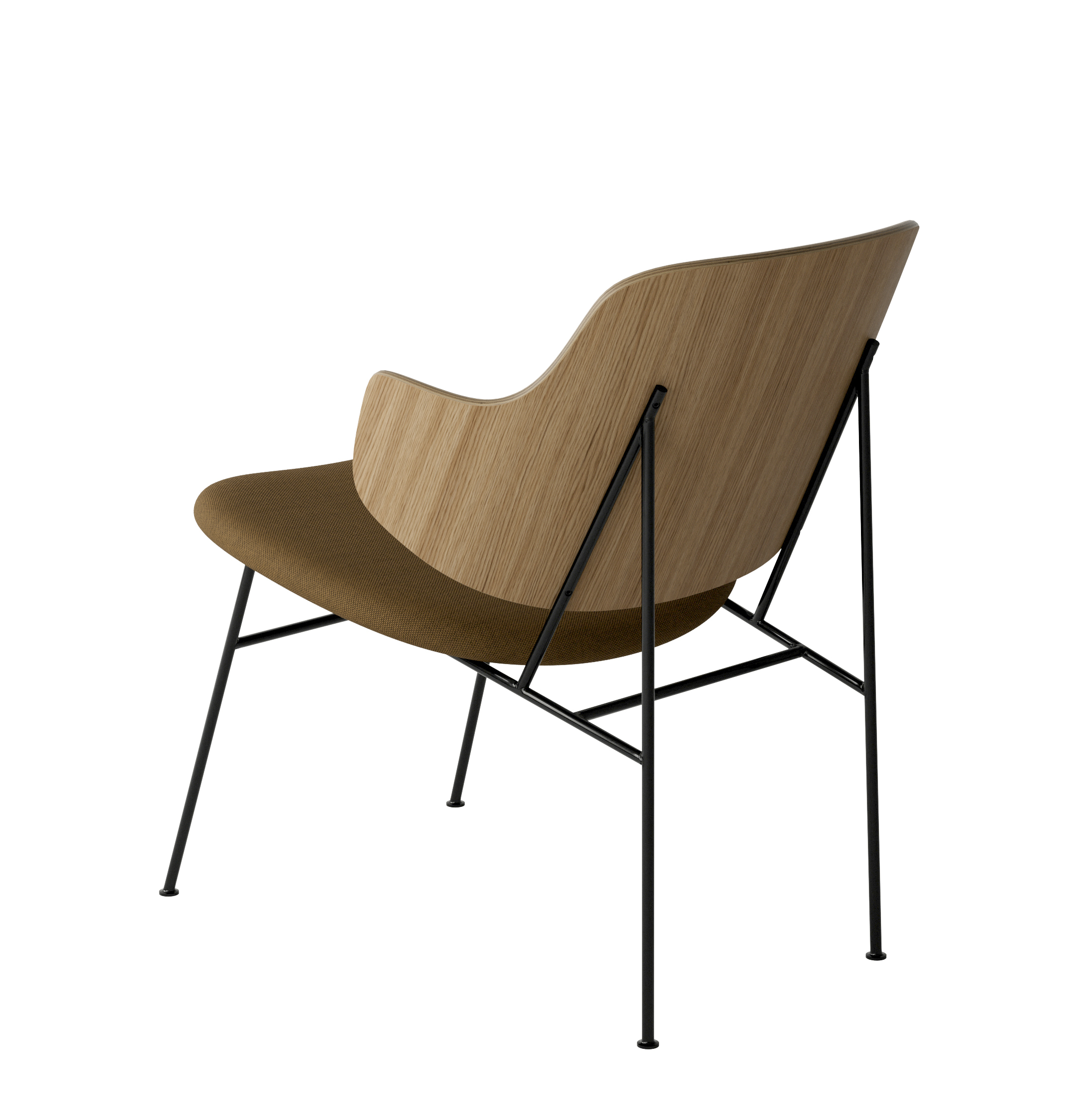Menu - The Penguin fauteuil, zwart stalen frame, naturel eiken rugleuning, 0448 (Yellow Ochre)