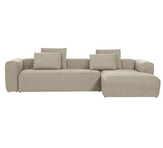 3 persoonsbank Blok met chaise longue rechts van beige 330 cm