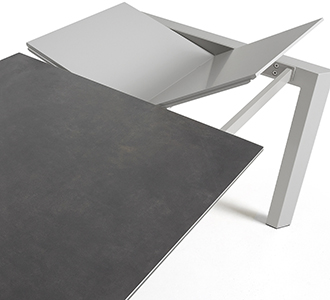 Axis uitschuifbare tafel 160 (220) cm porselein afwerking Vulcano Roca grijs benen