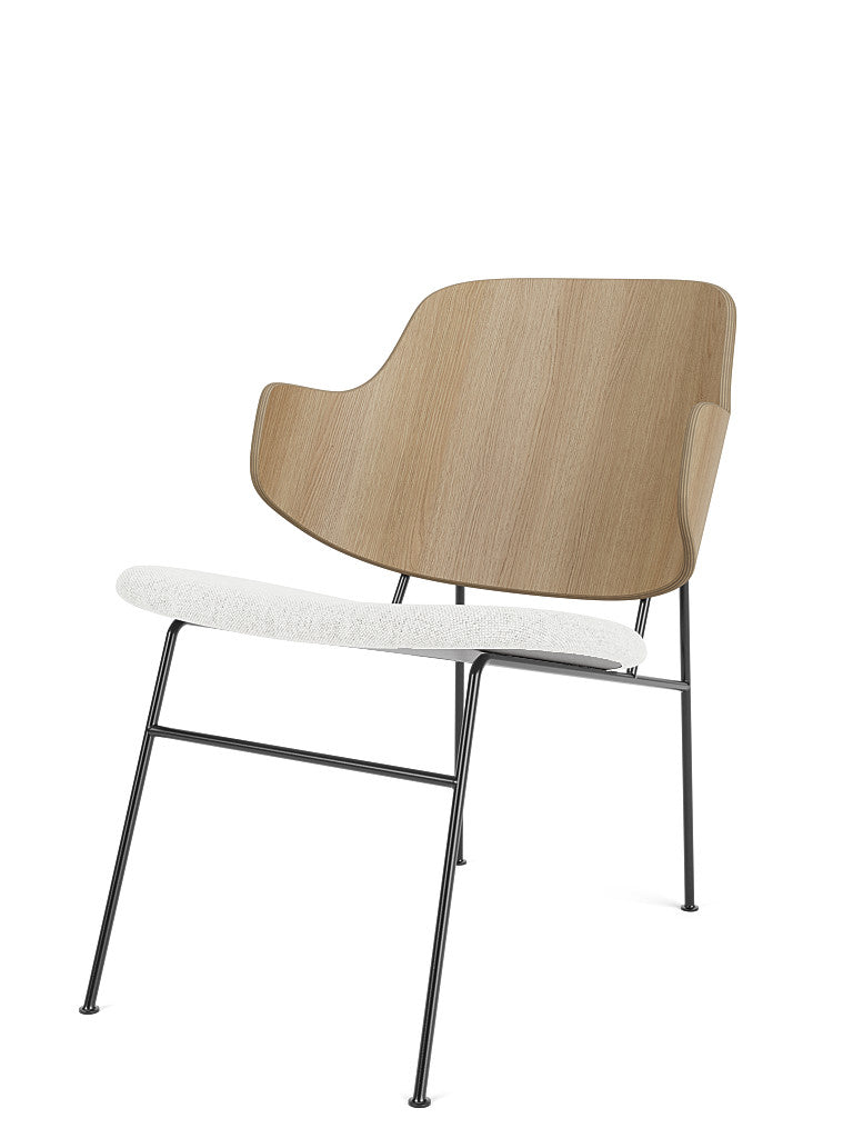 Menu - The Penguin fauteuil, zwart stalen frame, naturel eiken rugleuning, 0110 (Grey)
