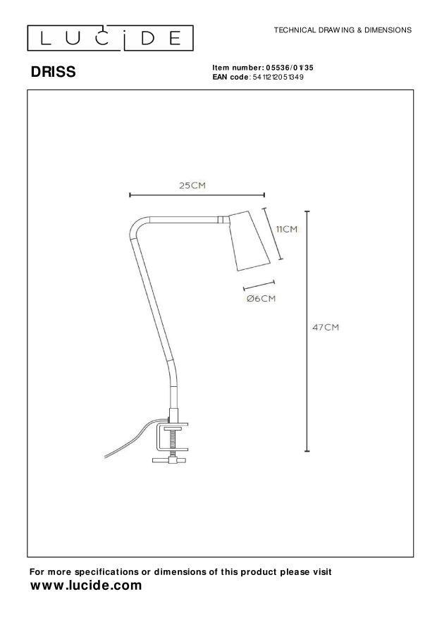 Lucide DRISS - Klemlamp Kinderkamer - 1xGU10 - Blauw