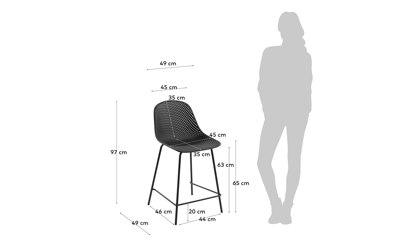 Kruk Quinby grijs hoogte 65 cm