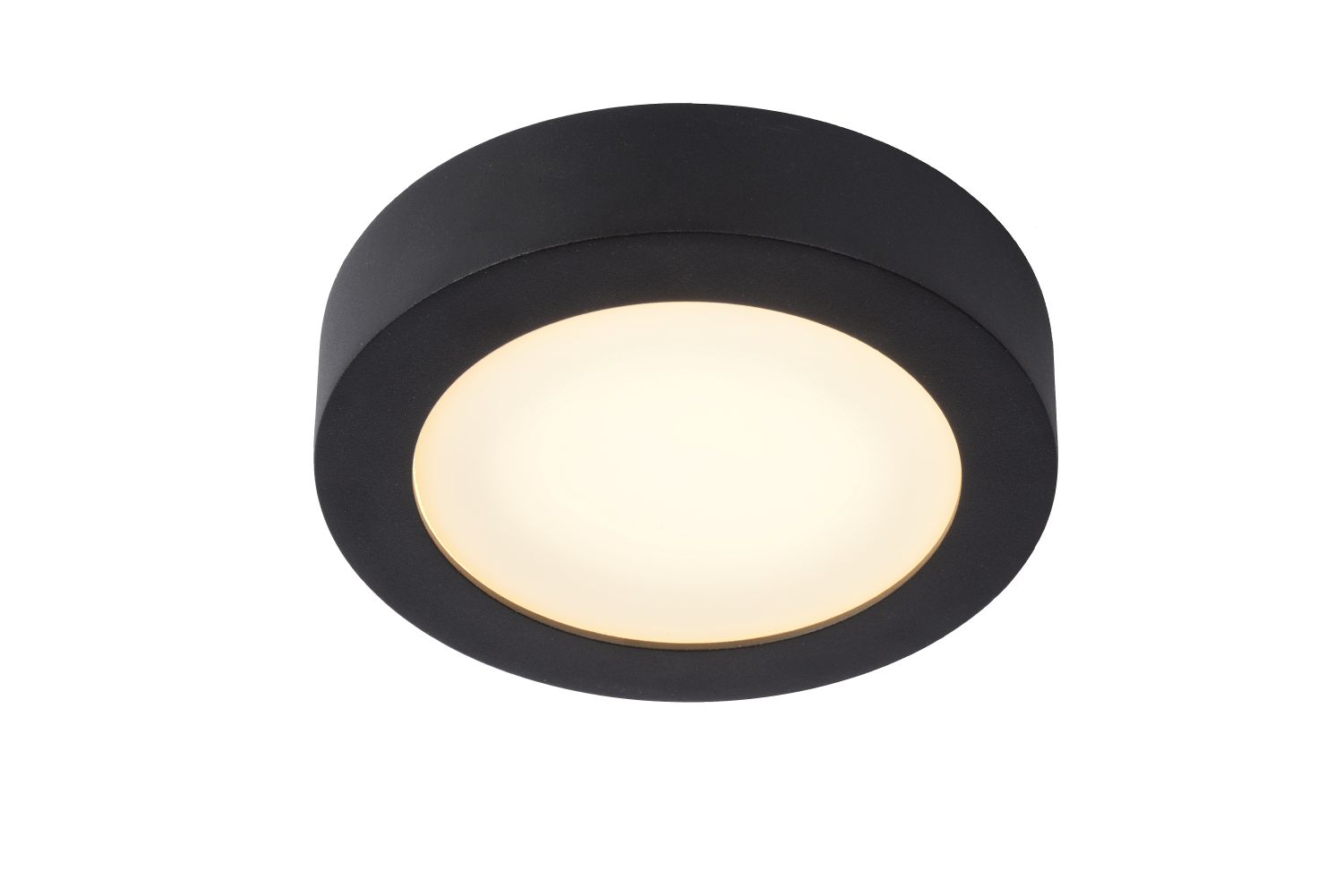 Lucide BRICE-LED - Plafonnière Badkamer - Ø 18 cm - LED Dimb. - 1x11W 3000K - IP44 - Zwart