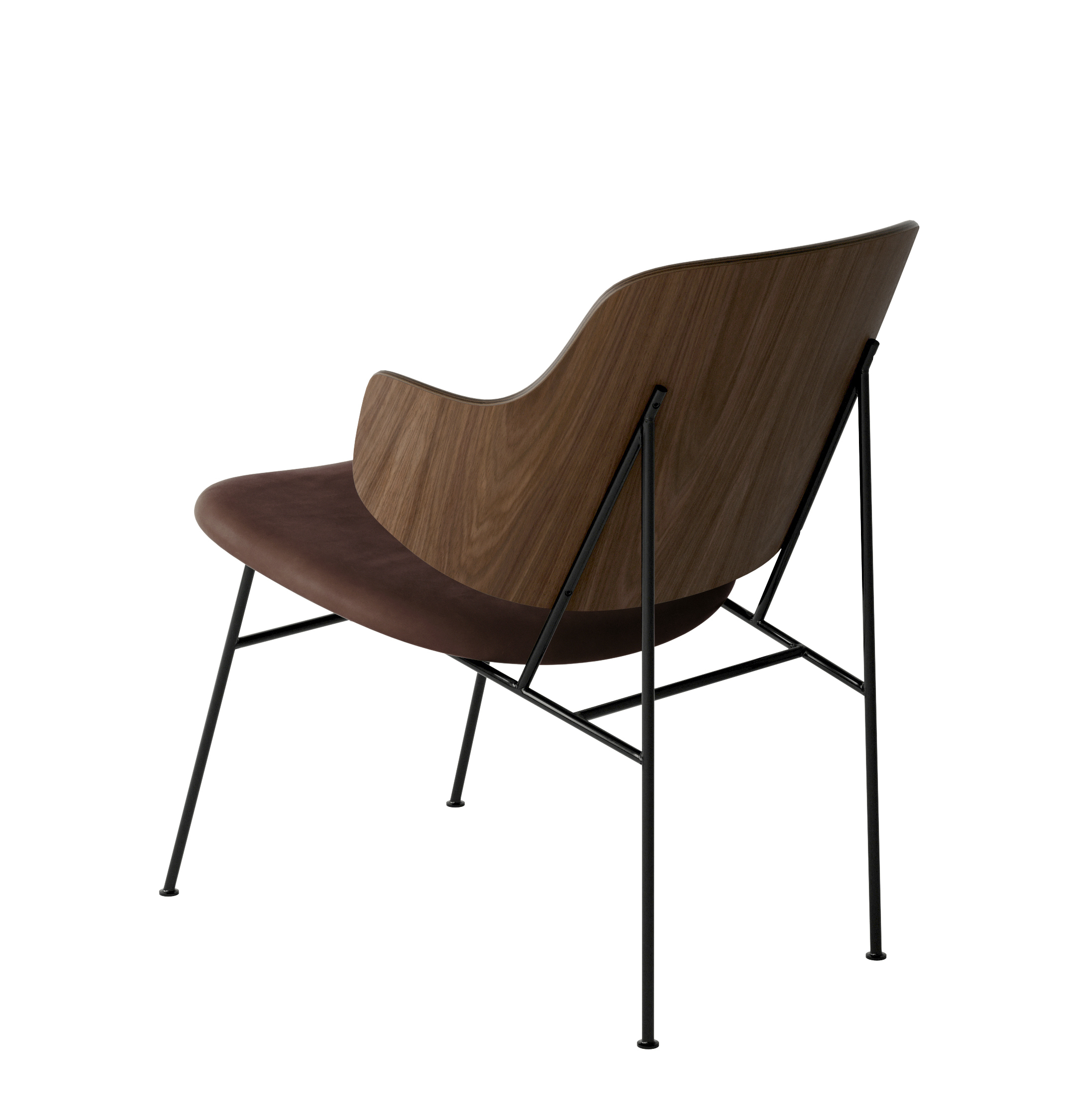 Menu - The Penguin fauteuil, zwart stalen frame, walnoten rugleuning, 0329 (Brown)