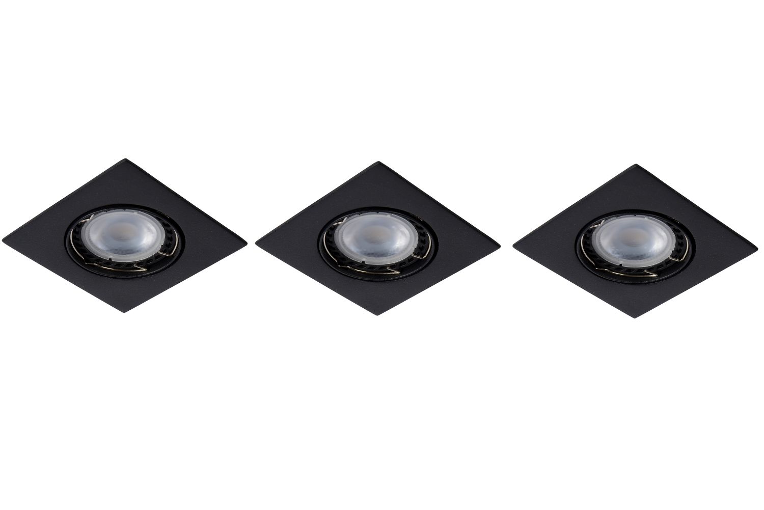 Lucide FOCUS - Inbouwspot - LED Dimb. - GU10 - 3x5W 3000K - Zwart - Set van 3