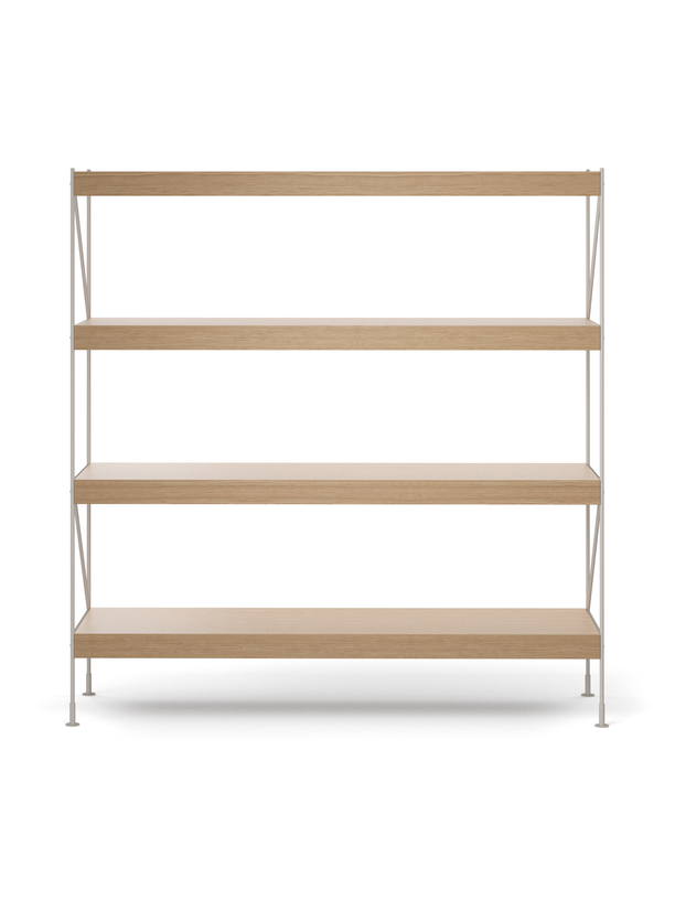 Menu - Zet opbergsysteem, H158, L150, staal ivoren frame, naturel eiken plank