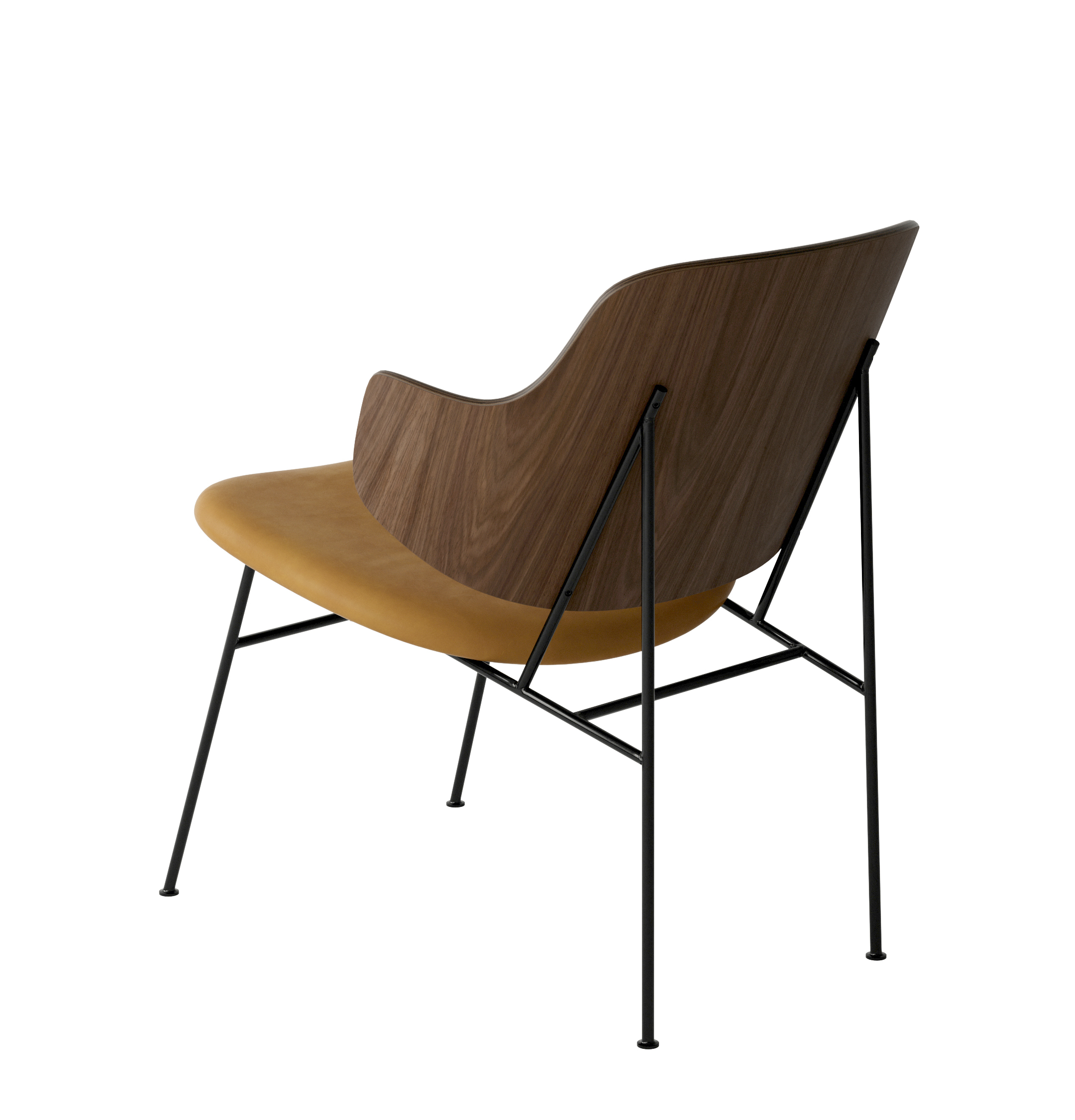 Menu - The Penguin fauteuil, zwart stalen frame, walnoten rugleuning, 0250 (Cognac)