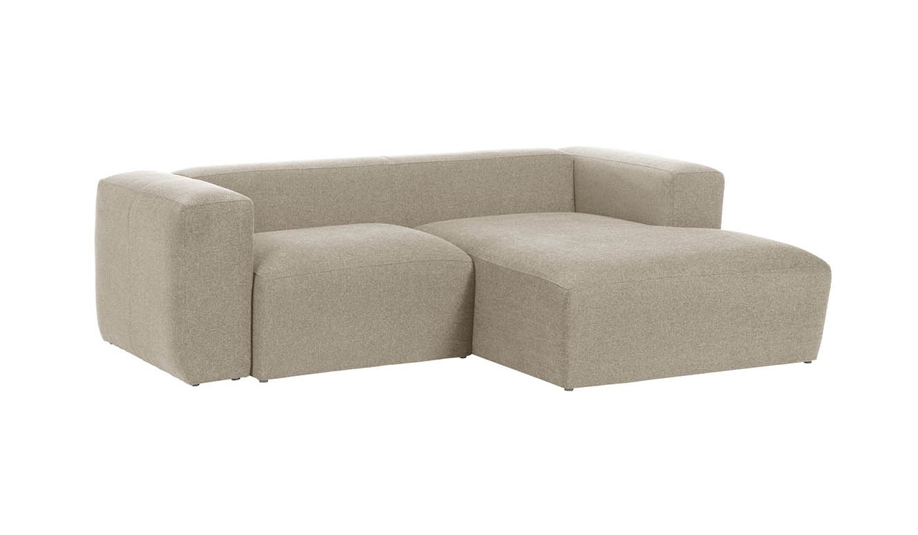 2 persoonsbank Blok met chaise longue rechts van beige 240 cm