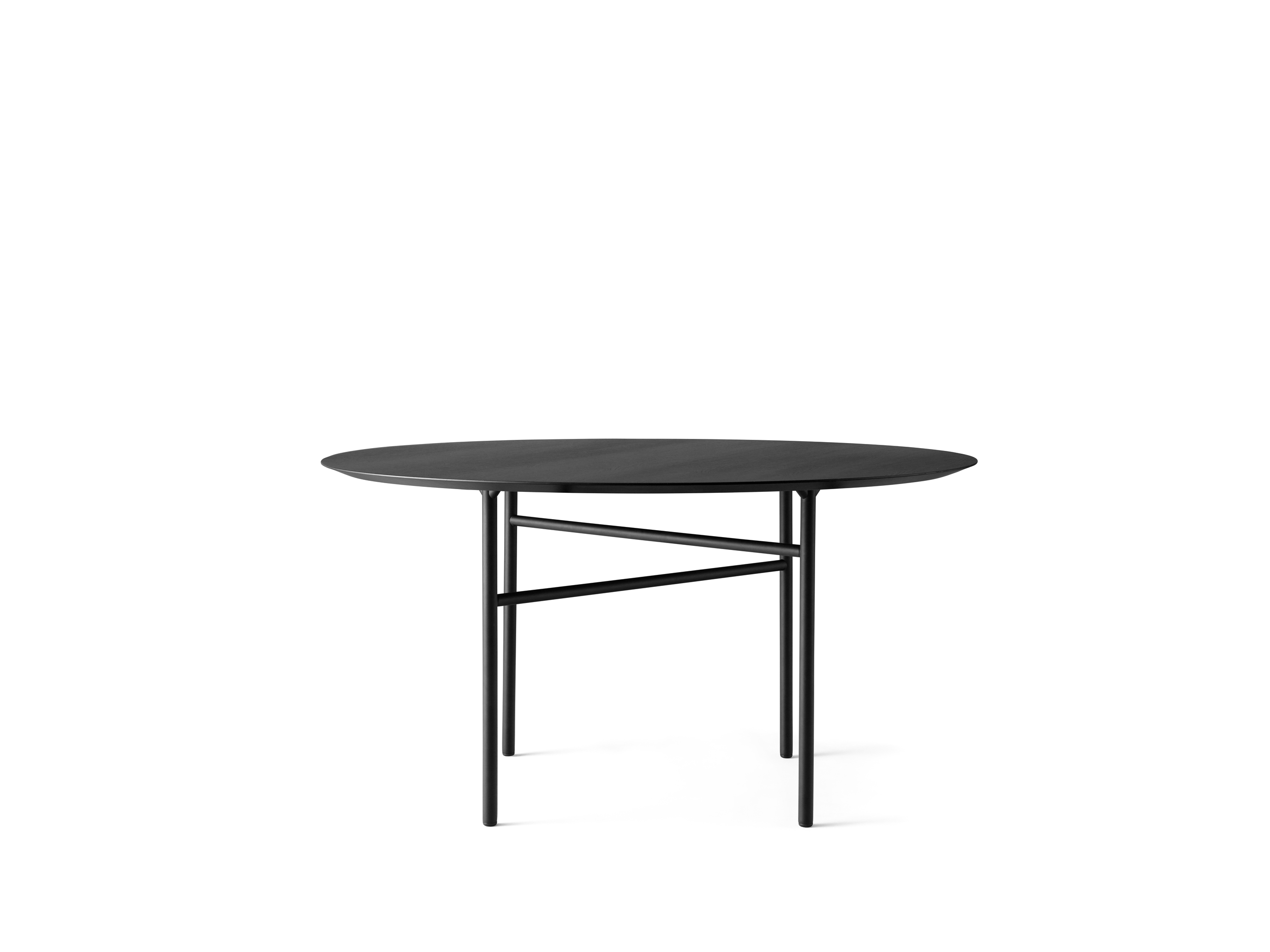 Menu - Snaregade eettafel, rond Ø138cm, zwart stalen frame, Black Oak