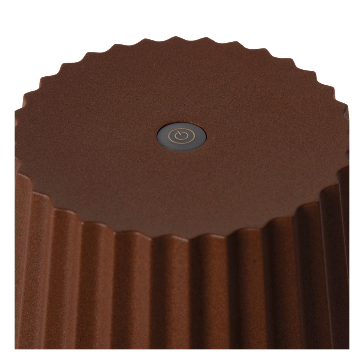 Lucide JUSTINE - Oplaadbare Tafellamp Buiten - Accu/Batterij - LED Dimb. - 1x2W 2700K - IP54 - Met draadloos oplaadstation - Roest bruin