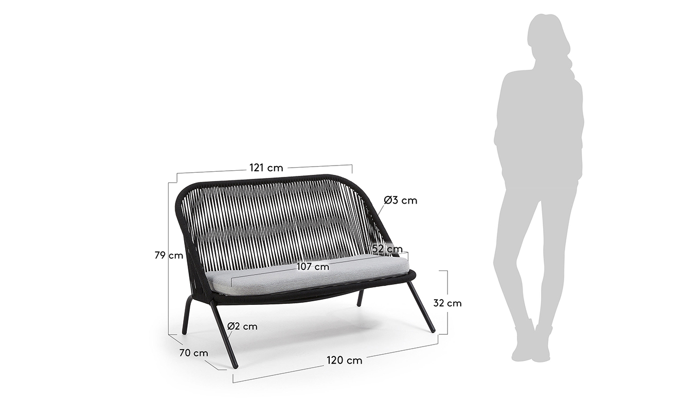 2-zitsbank Shann 121 cm