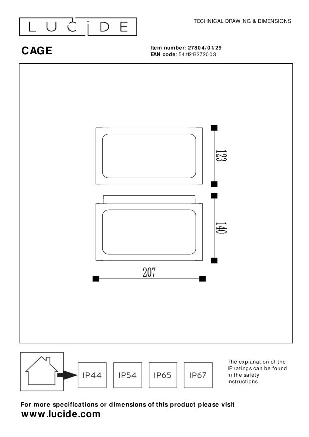 Lucide CAGE - Wandlamp Buiten - LED - 1xE27 - IP44 - Antraciet