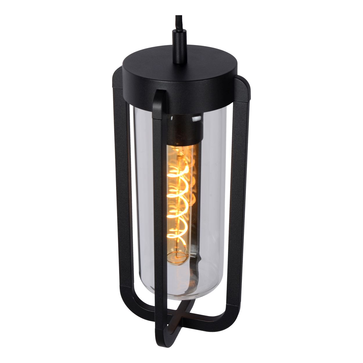 Lucide GARLAND - Hanglamp Buiten - Ø 15,1 cm - 1xE27 - IP44 - Zwart