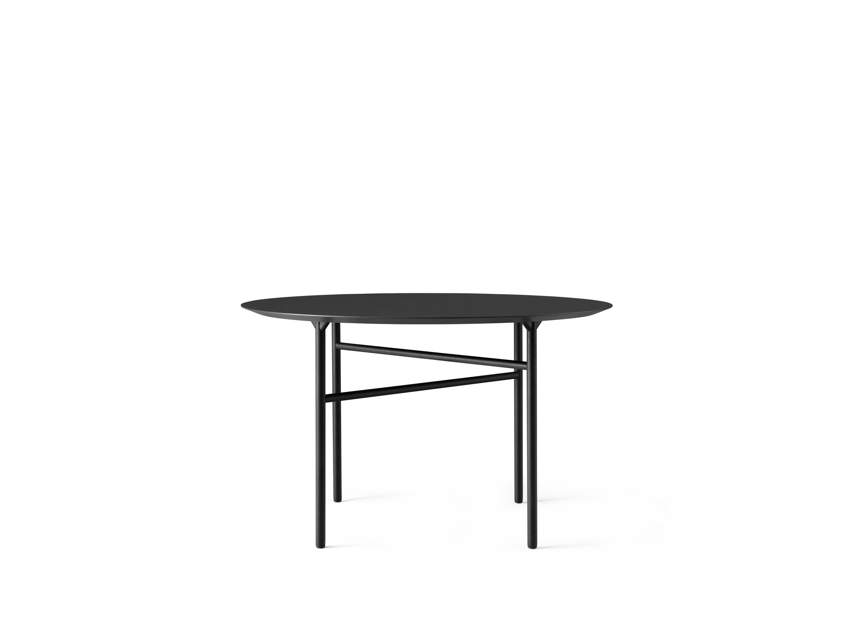 Menu - Snaregade eettafel, rond Ø120cm, zwart stalen frame,Charcoal Linoleum