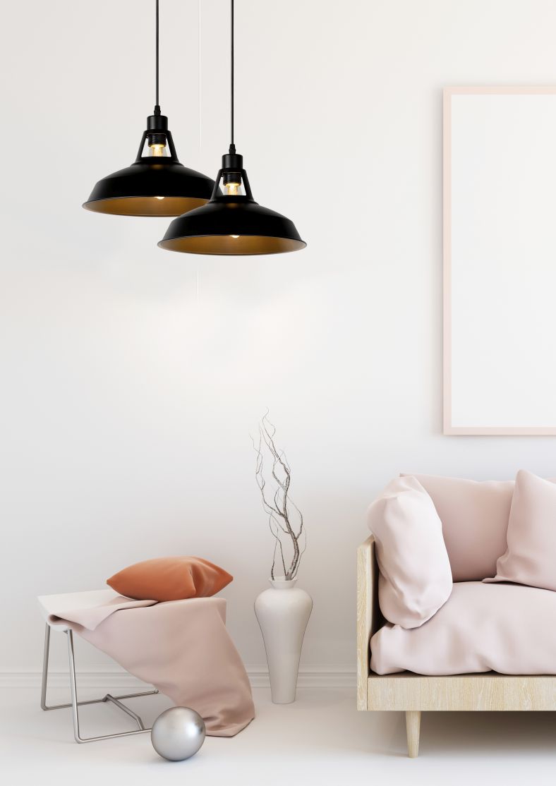 Lucide BRASSY-BIS - Hanglamp - Ø 31 cm - 1xE27 - Zwart