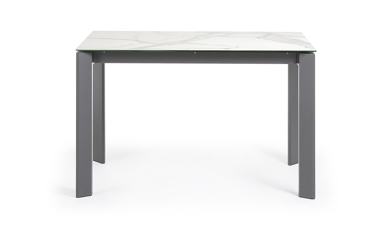 Axis uitschuifbare tafel 120 (180) cm porselein afwerking Kalos Wit antraciet benen
