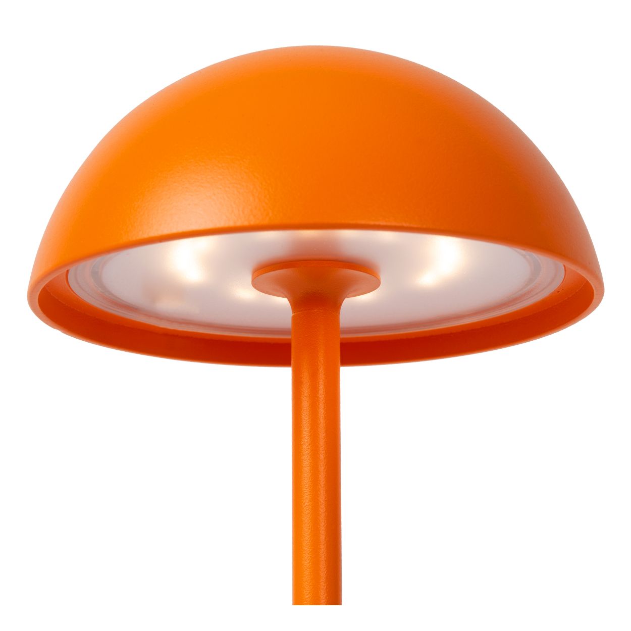 Lucide JOY - Oplaadbare Tafellamp Buiten - Accu/Batterij - Ø 12 cm - LED Dimb. - 1x1,5W 3000K - IP54 - Oranje