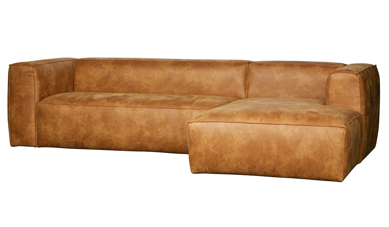 Bean corner sofa right cognac