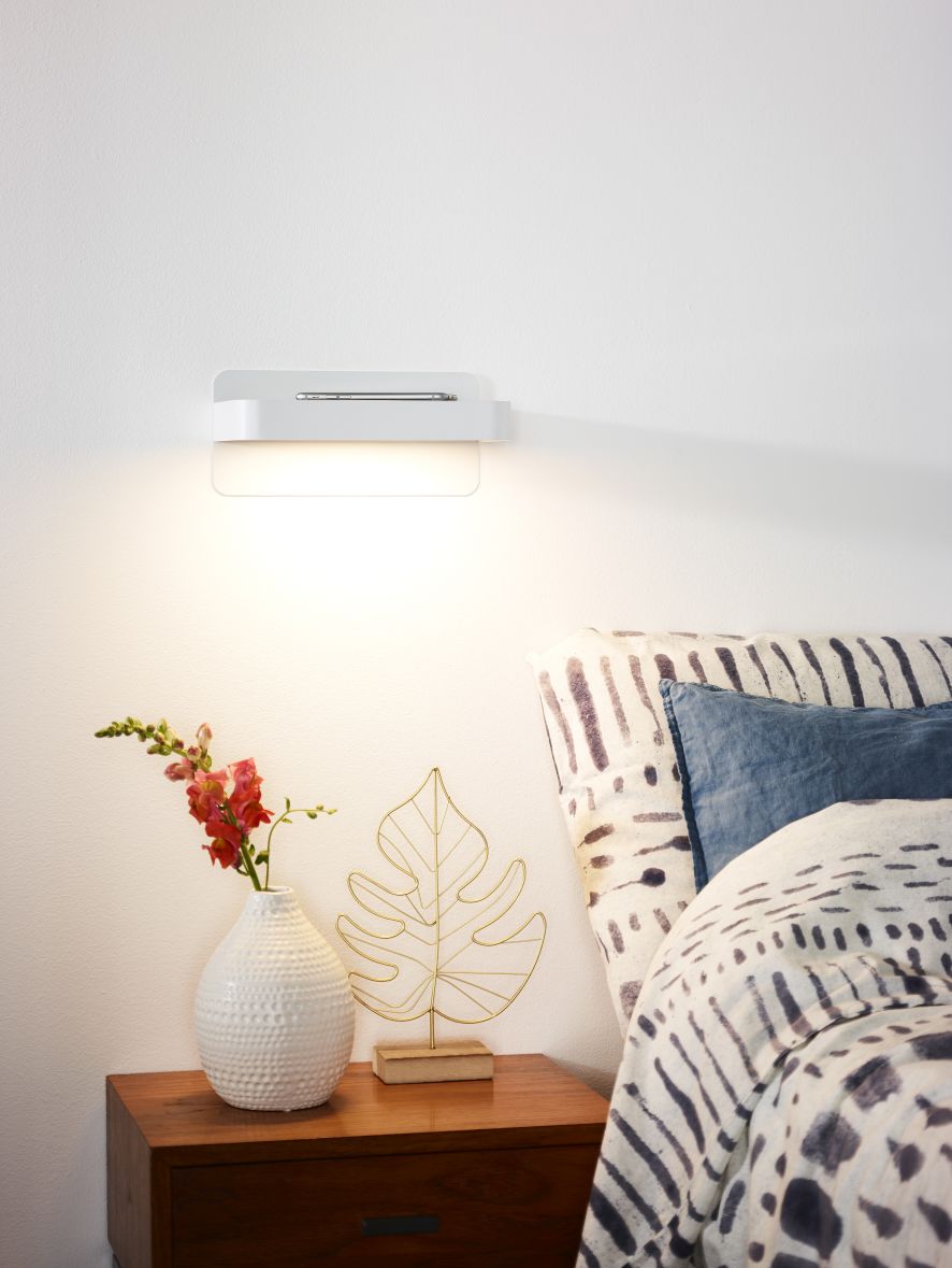 Lucide ATKIN - Bedlamp - LED - 1x6W 3000K - Met USB oplaadpunt - Wit