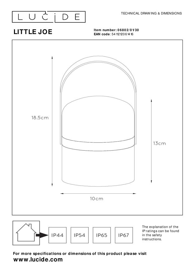 Lucide LITTLE JOE - Tafellamp Buiten - Ø 10 cm - LED Dimb. - 1x0,3W 3200K - IP44 - 3 StepDim - Zwart
