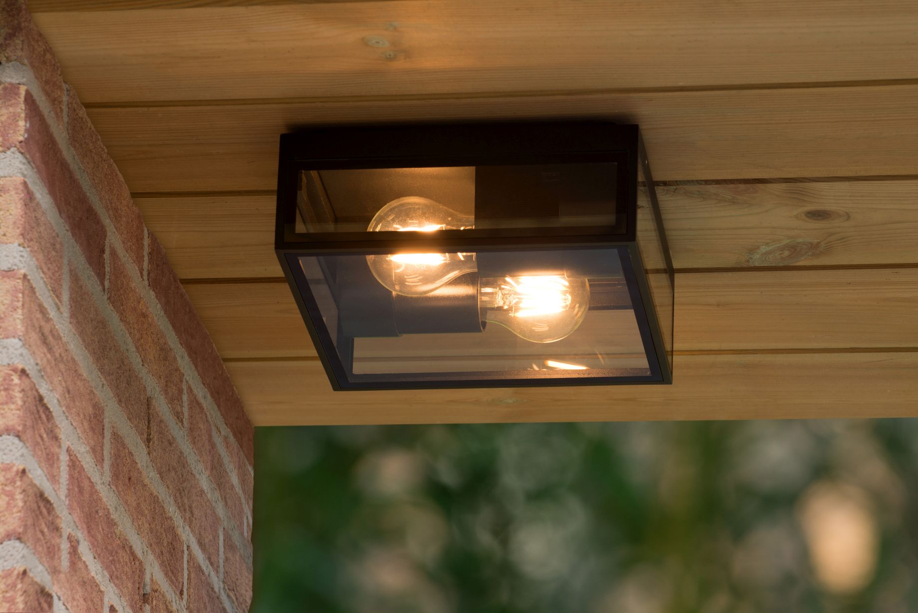 Lucide DUKAN - Plafonnière Buiten - 2xE27 - IP65 - Zwart