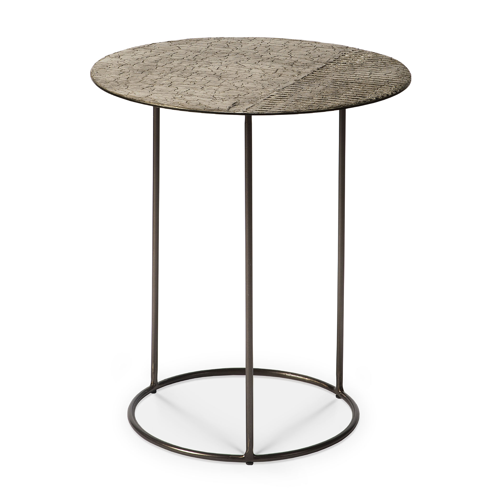Ethnicraft - Celeste bijzettafel Minerals Taupe Lava linear - (45 x 45 x 50 cm)