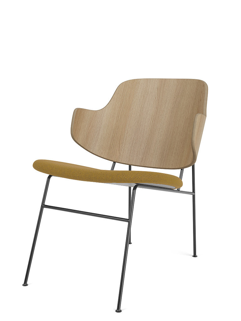 Menu - The Penguin fauteuil, zwart stalen frame, naturel eiken rugleuning, 0448 (Yellow Ochre)