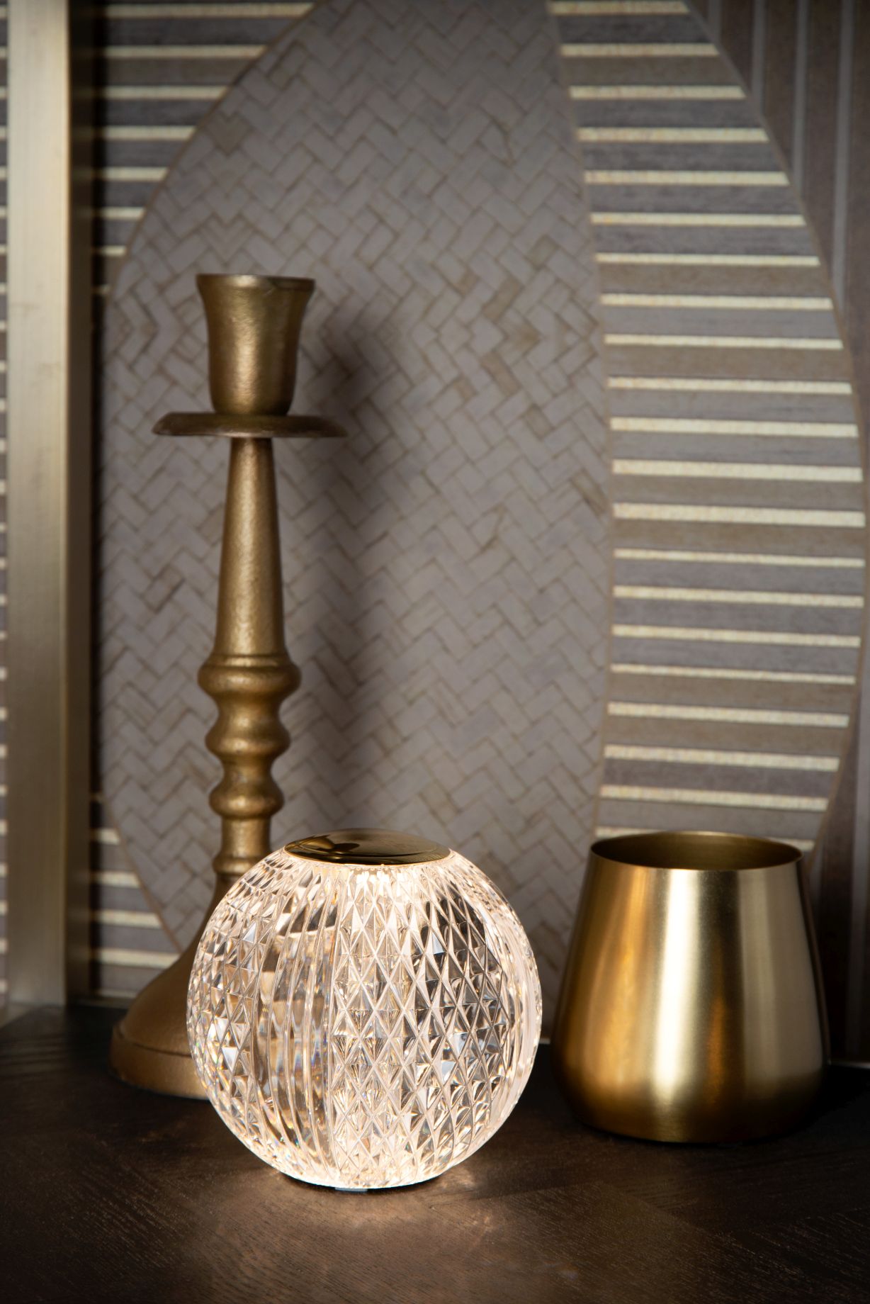 Lucide CINTRA - Oplaadbare Tafellamp - Accu/Batterij - Ø 9 cm - LED Dimb. - 1x1,5W 3000K - 3 StepDim - Transparant