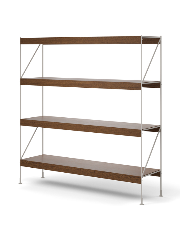 Menu - Zet opbergsysteem, H158, L150, staal ivoren frame, donker gebeitst eiken plank