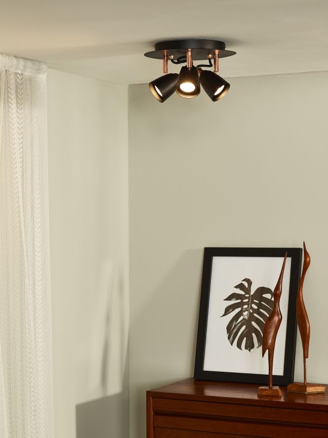 Lucide RIDE-LED - Plafondspot - Ø 25 cm - LED Dimb. - GU10 - 3x5W 3000K - Koper