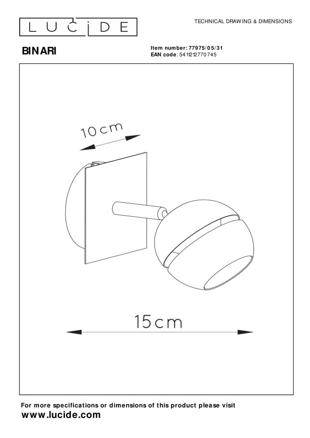 Lucide BINARI - Plafondspot - LED - 1x4,5W 2700K - Wit